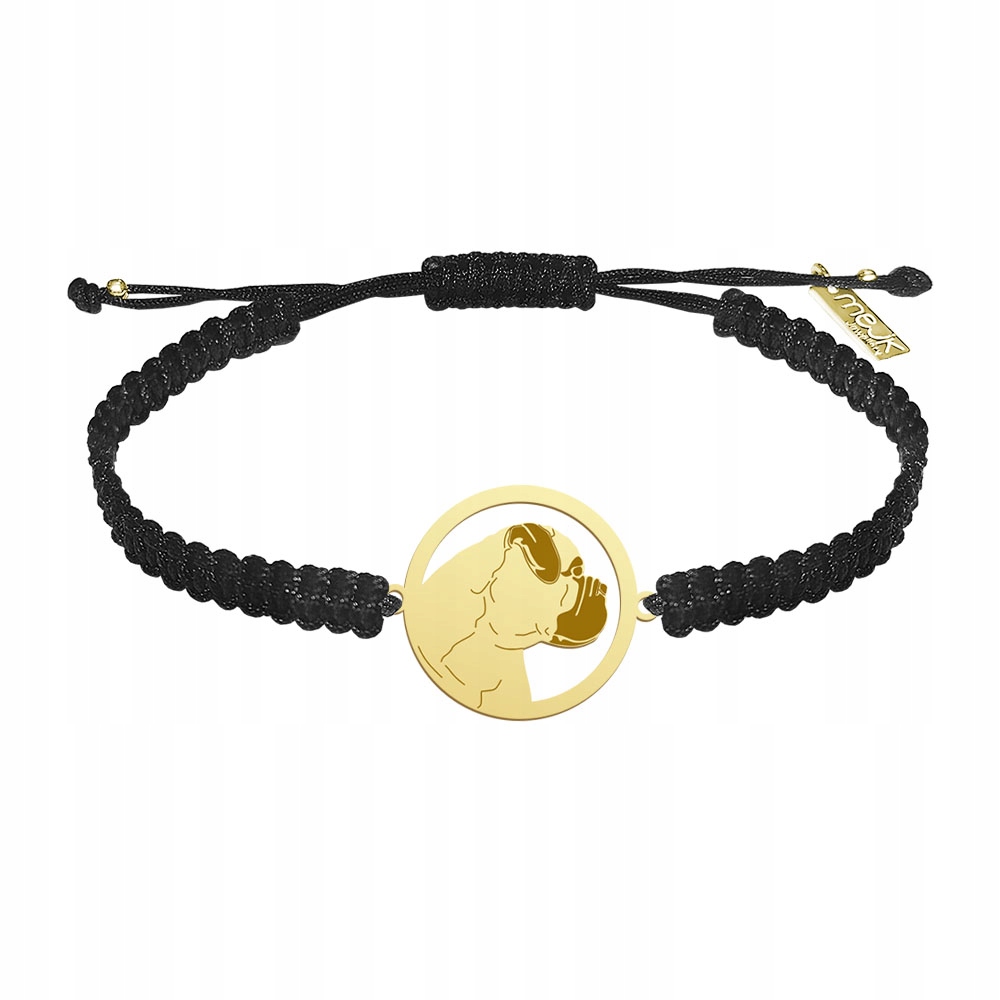 Zlatý náramek se psem Bullmastiff 925 Makramé Šperky Žena Gravírování