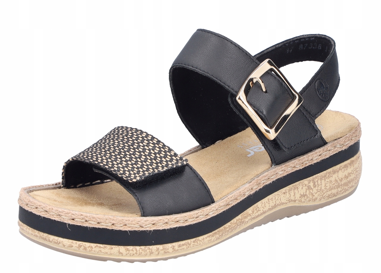 Rieker V0951-00 vel.38 černé kožené sandály na platformě