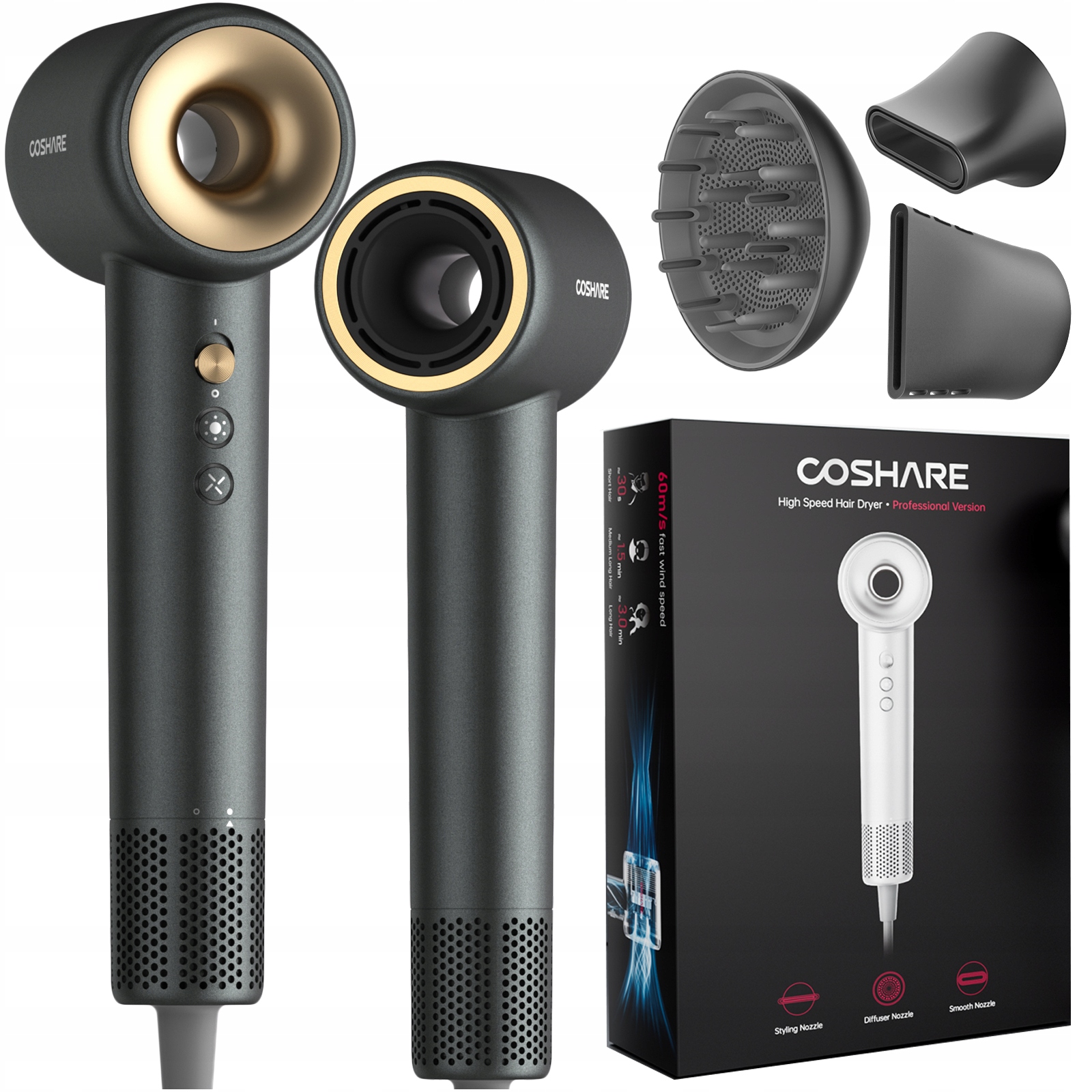 Profesionální fén na vlasy Coshare Professional 1800W Kadeřnický