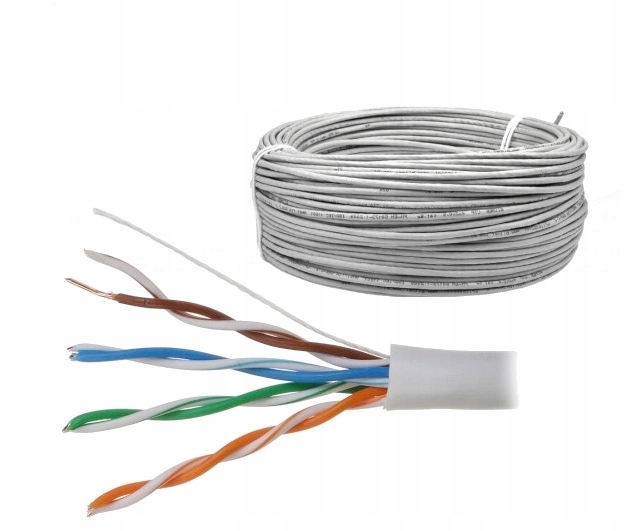 Kabel Internetowy Utp Kategoria 5E Miedź 100% Cu Skrętka 105 Metrów