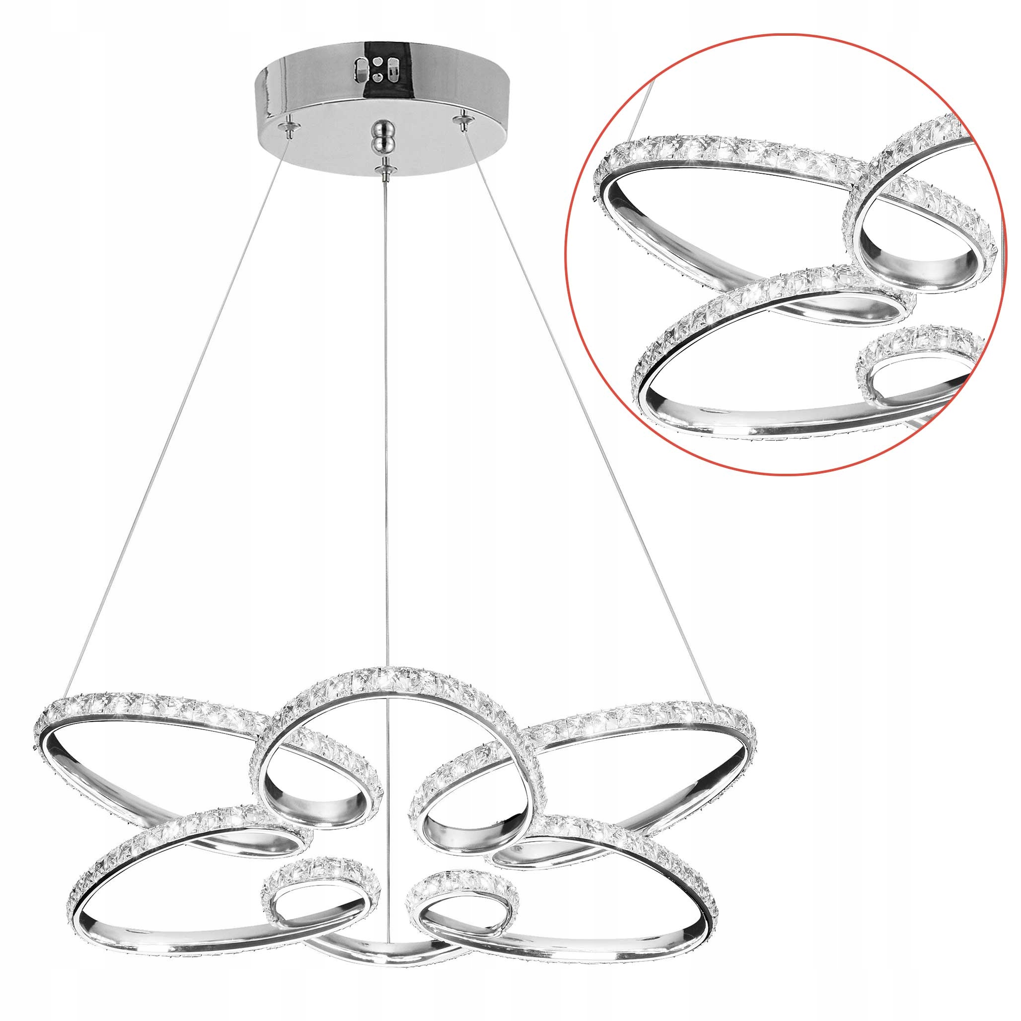 Závěsná Led lampa Chrom s krystaly G002 Velký lustr Galamour Led Chrom