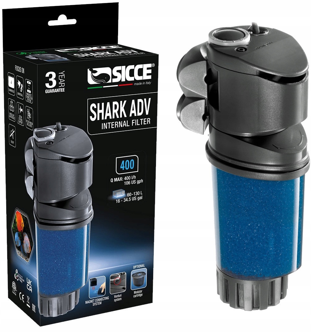 Levně Sicce Shark Adv 400 Vnitřní filtr 60-130L