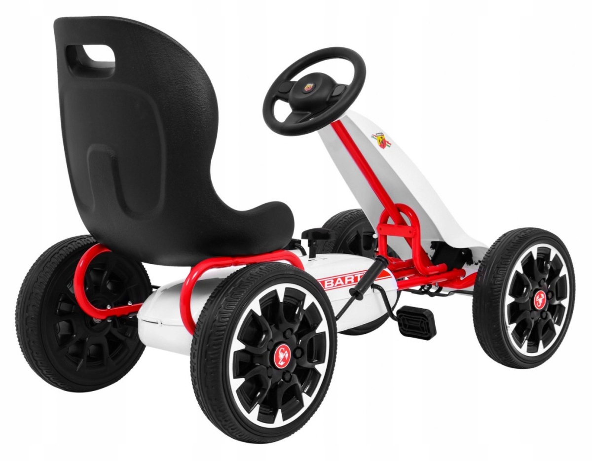 Gokart ABARTH na pedały dla dzieci Hamulec ręczny Wolny bieg PB9388A Kolor biały