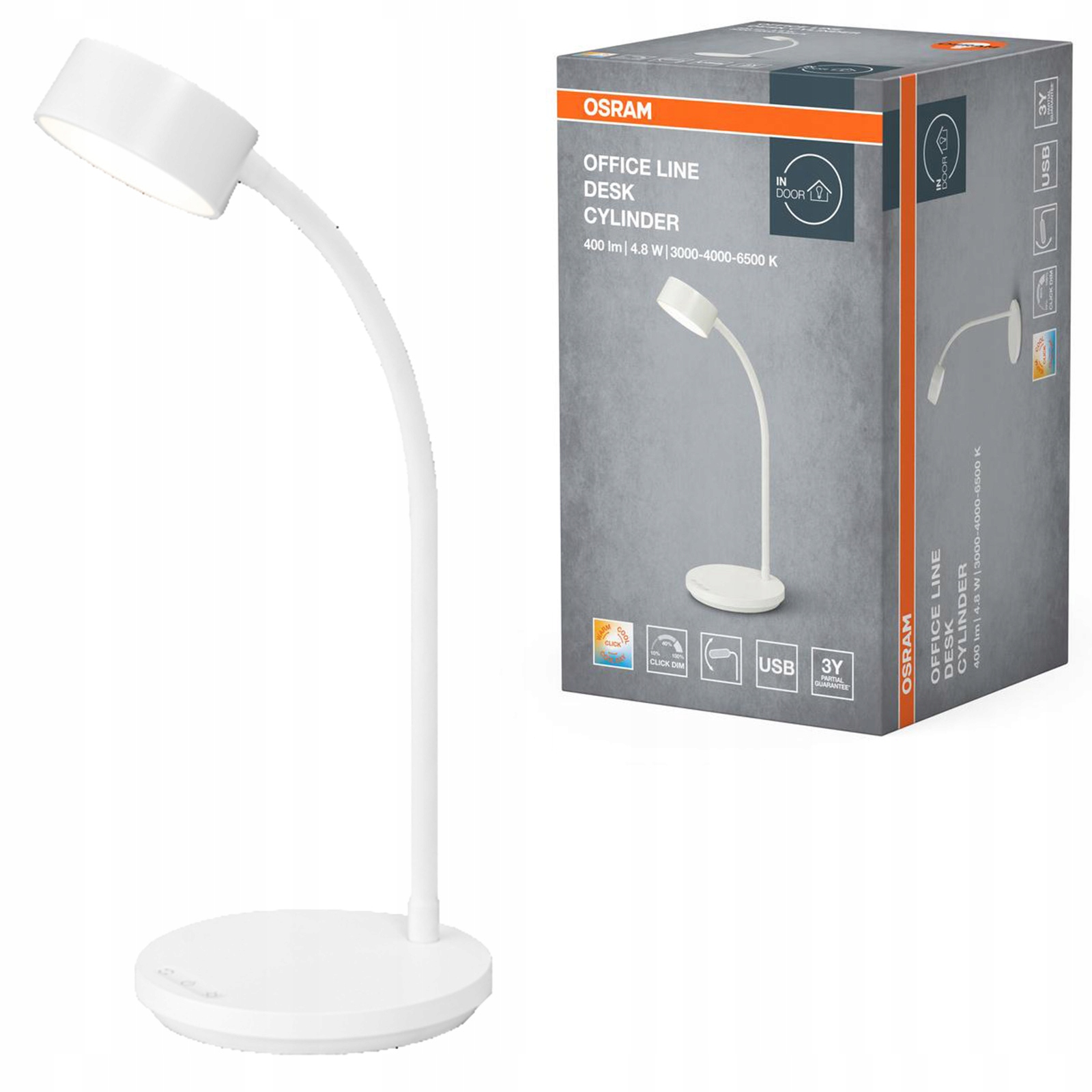 Lampka Biurkowa Stołowa Led Ściemnialna 4.8W 3000-6500K Cct 328lm Office