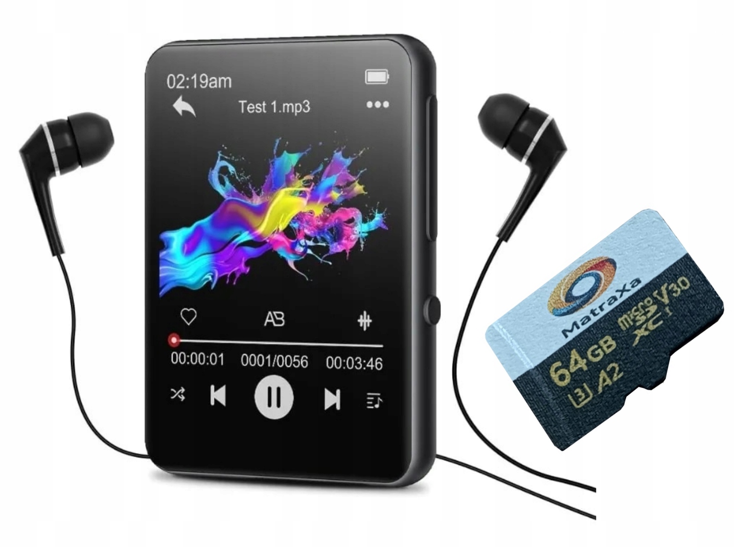 MP3 Přehrávač Bluetooth Rádio Přenosné Sluchátka 32 Gb Diktafon MB53 Gr