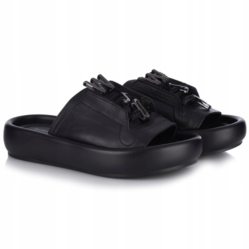 Nazouváky pantofle Bombonella 10T 069.MT15 Syh D T Syh černé Kůže VEL.37