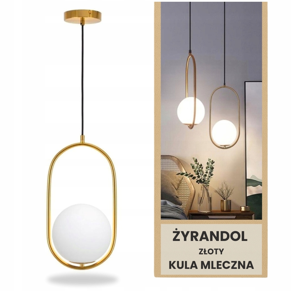 Żyrandol złoty kula lampa wisząca do salonu kuchni sypialni glamour kule