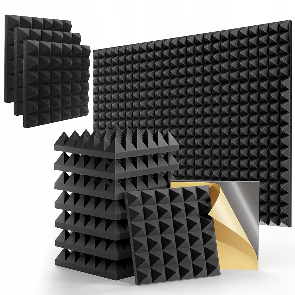 24szt Pianka Akustyczna Samoprzylepna Czarna Do Studia Salonu
