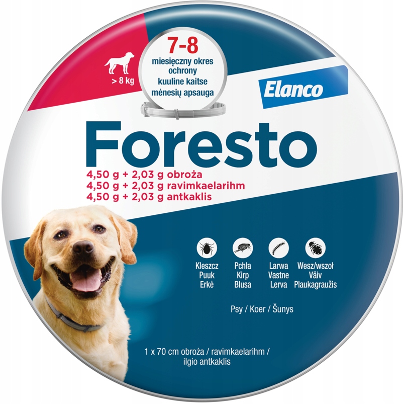 Foresto Duża Obroża na pchły kleszcze dla psa od 8 kg 70 cm
