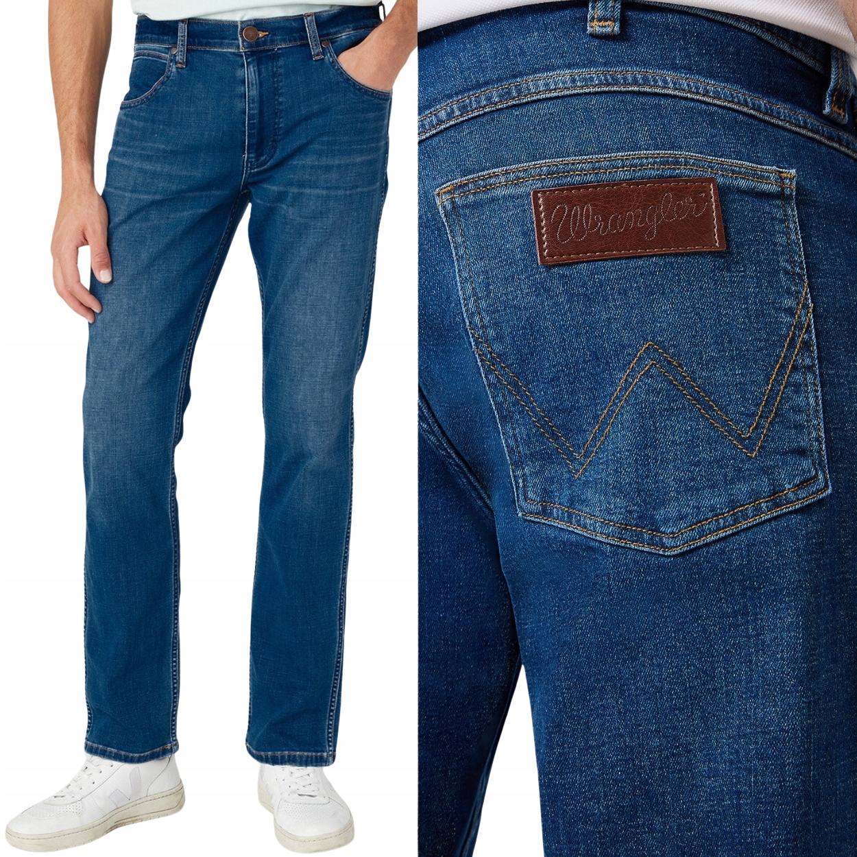 Wrangler Greensboro Steel Grit Džins jednoduché tmavé džínové kalhoty W38 L32