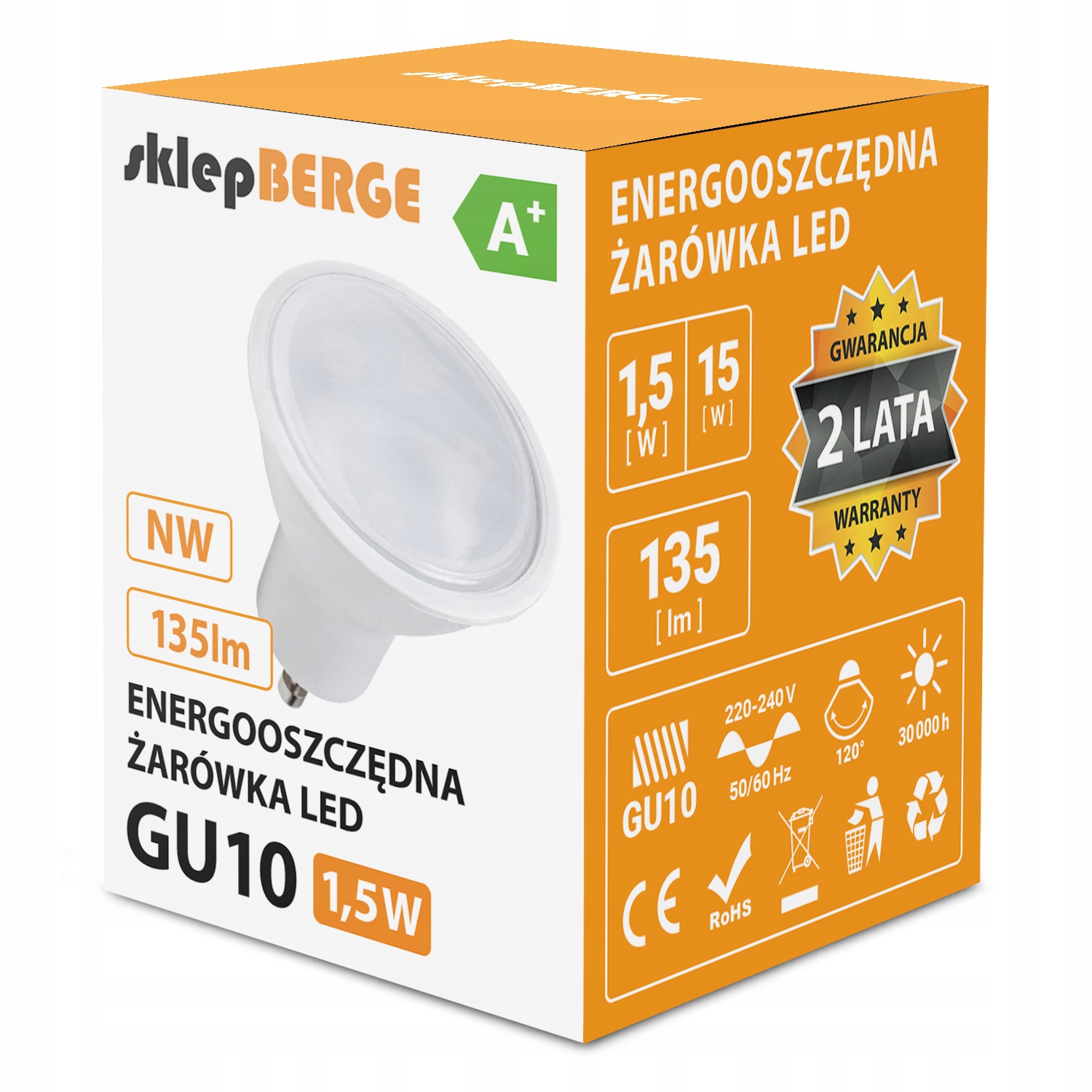 

Żarówka Led GU10 1,5W 15W 135lm 3 Berge