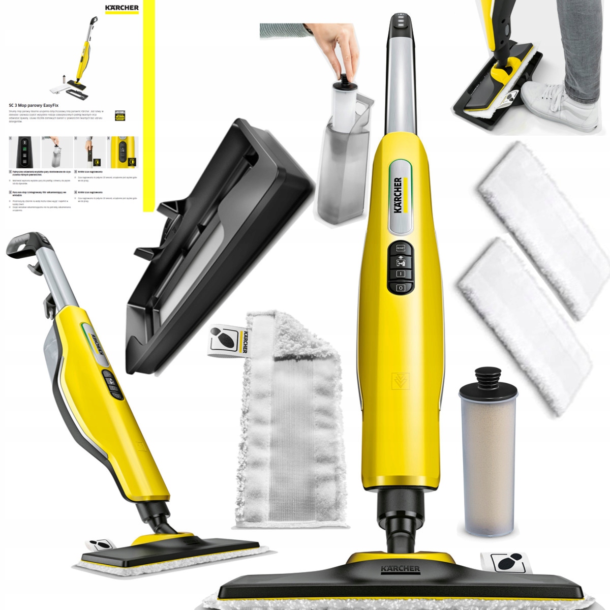 СИЛЬНА ПАРОВА ШВАБА ДЛЯ ПІДЛОГ SC 3 KARCHER SET XXL