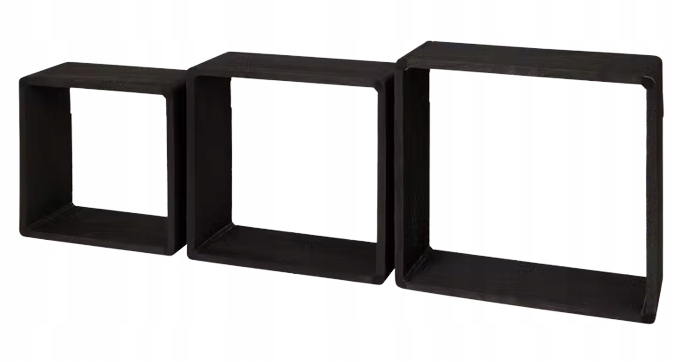 

Zestaw półek ściennych czarne Półki Skrzynki 3szt