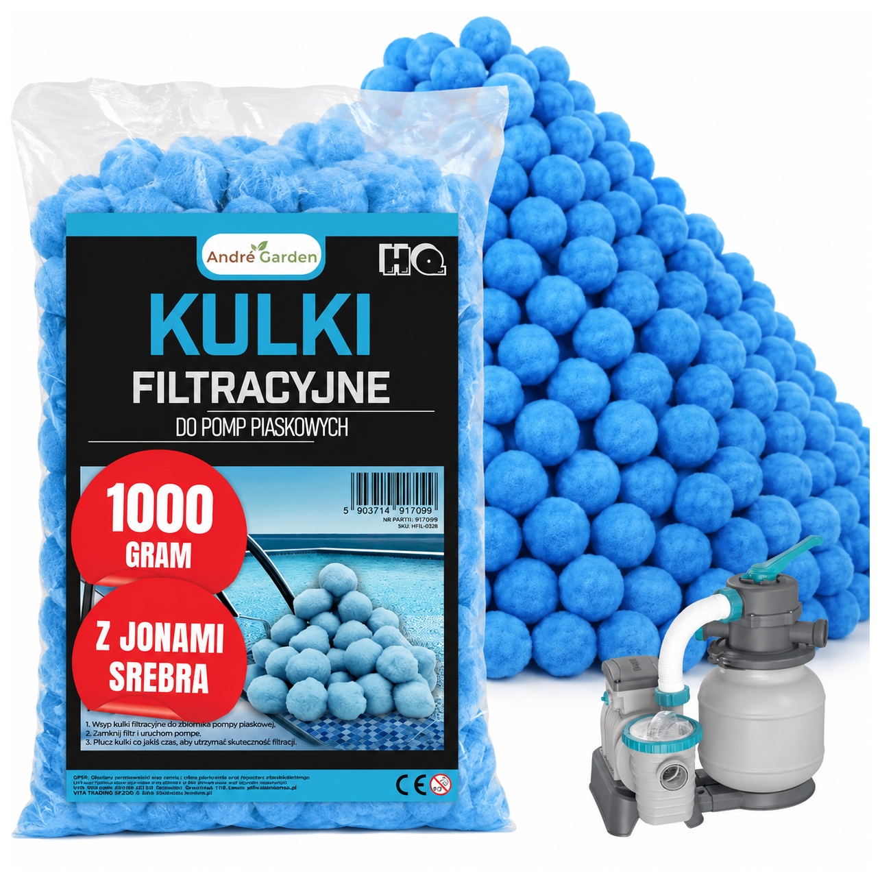 Guličky pre bazén, filtračné čerpadlá veľké 1KG 1000g s iÓNMI Srebra