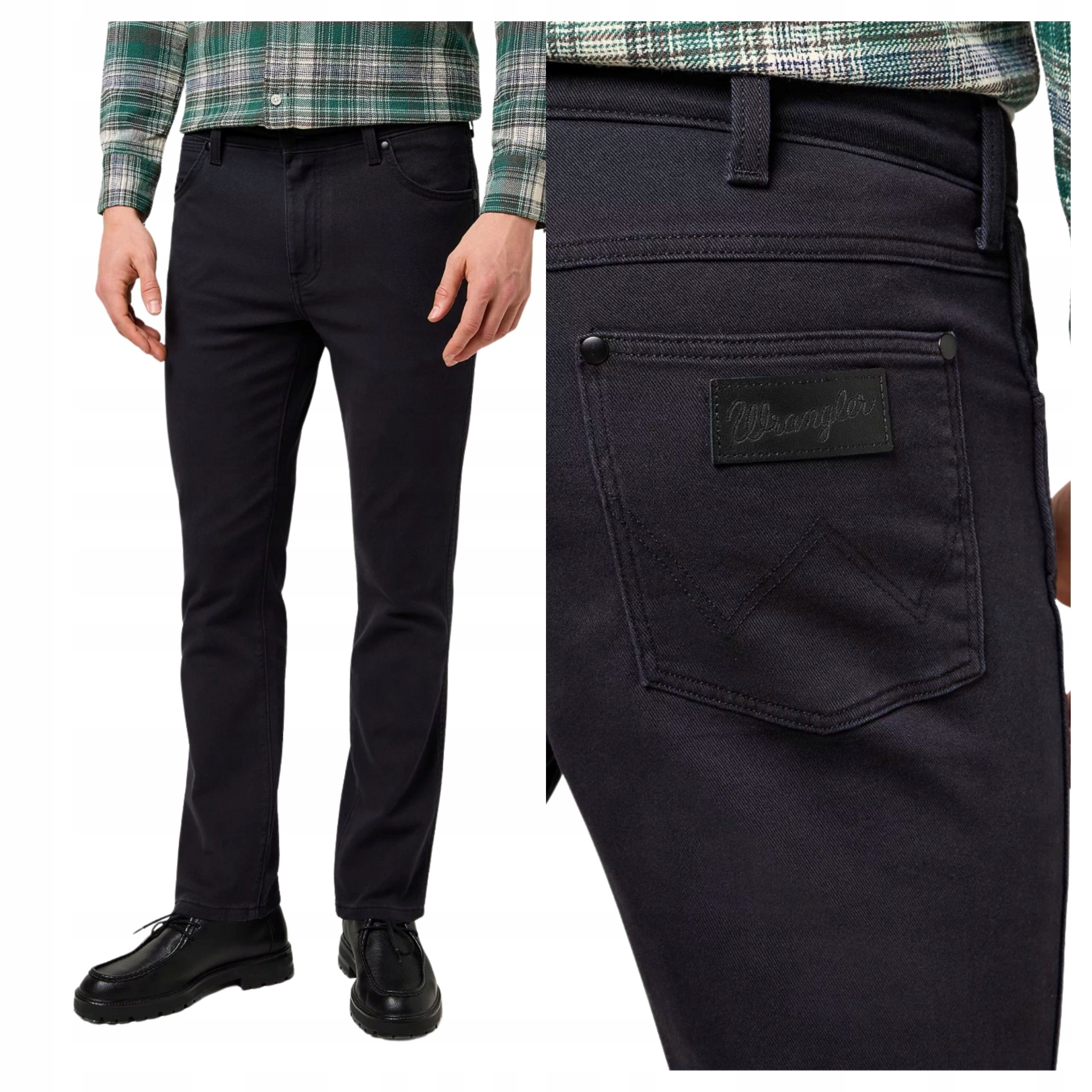 Pánské kalhoty Wrangler Larston Slim Tapered Černé Džíny Black W30 L34