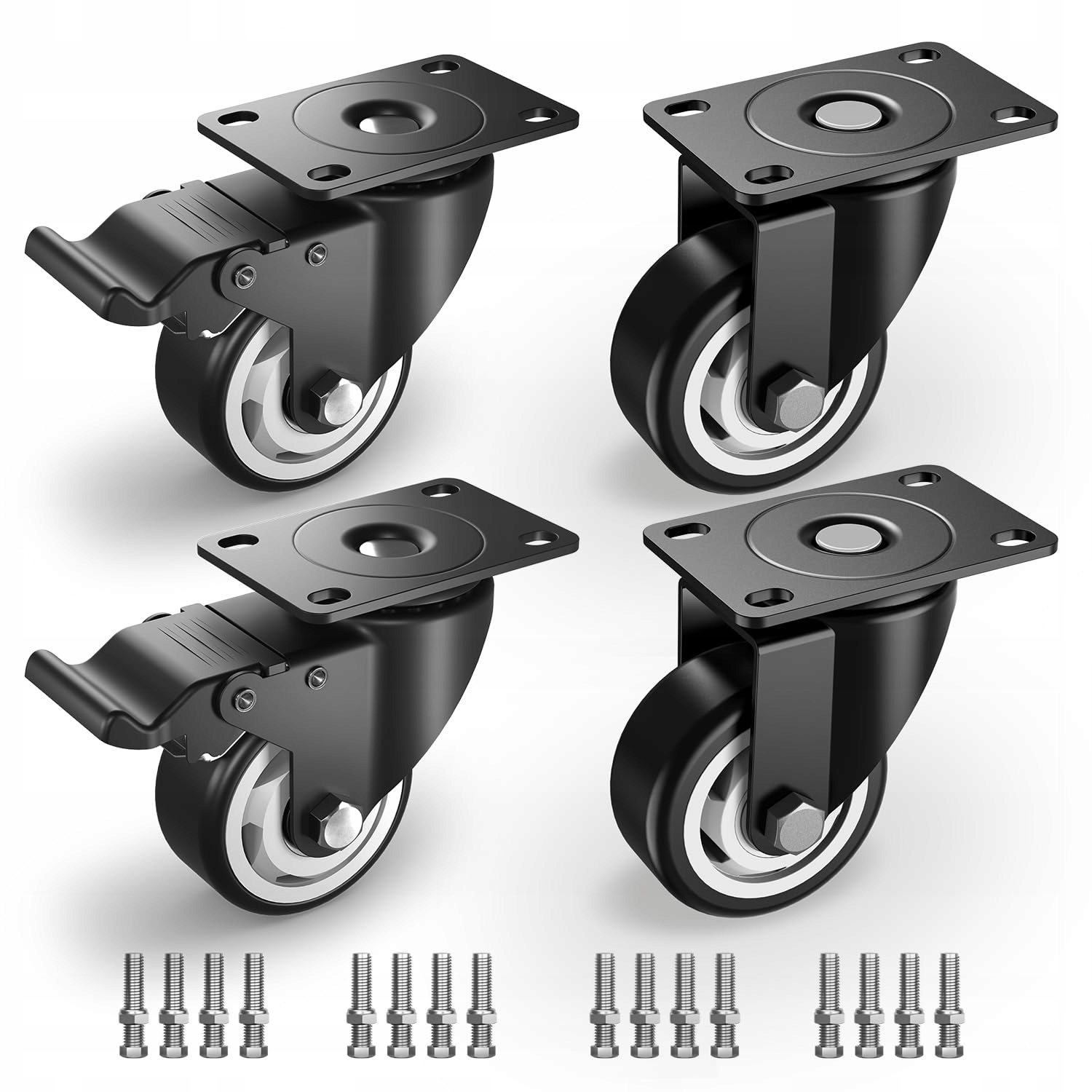 Polyuretanové Válečky Na Nábytek Otočné 360 S Aretací, Sada 4 Ks