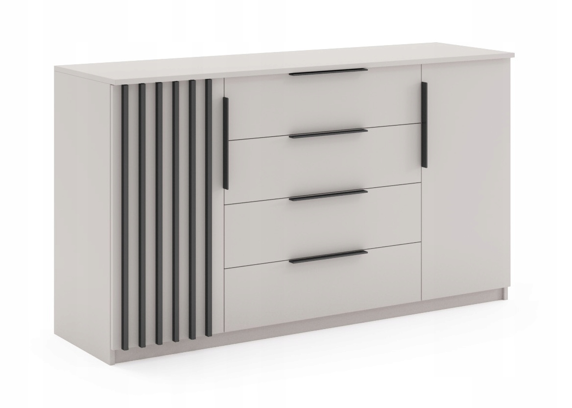 KOMODA SORENTO 160/89/48 KASZMIR, LAMELE CZARNE