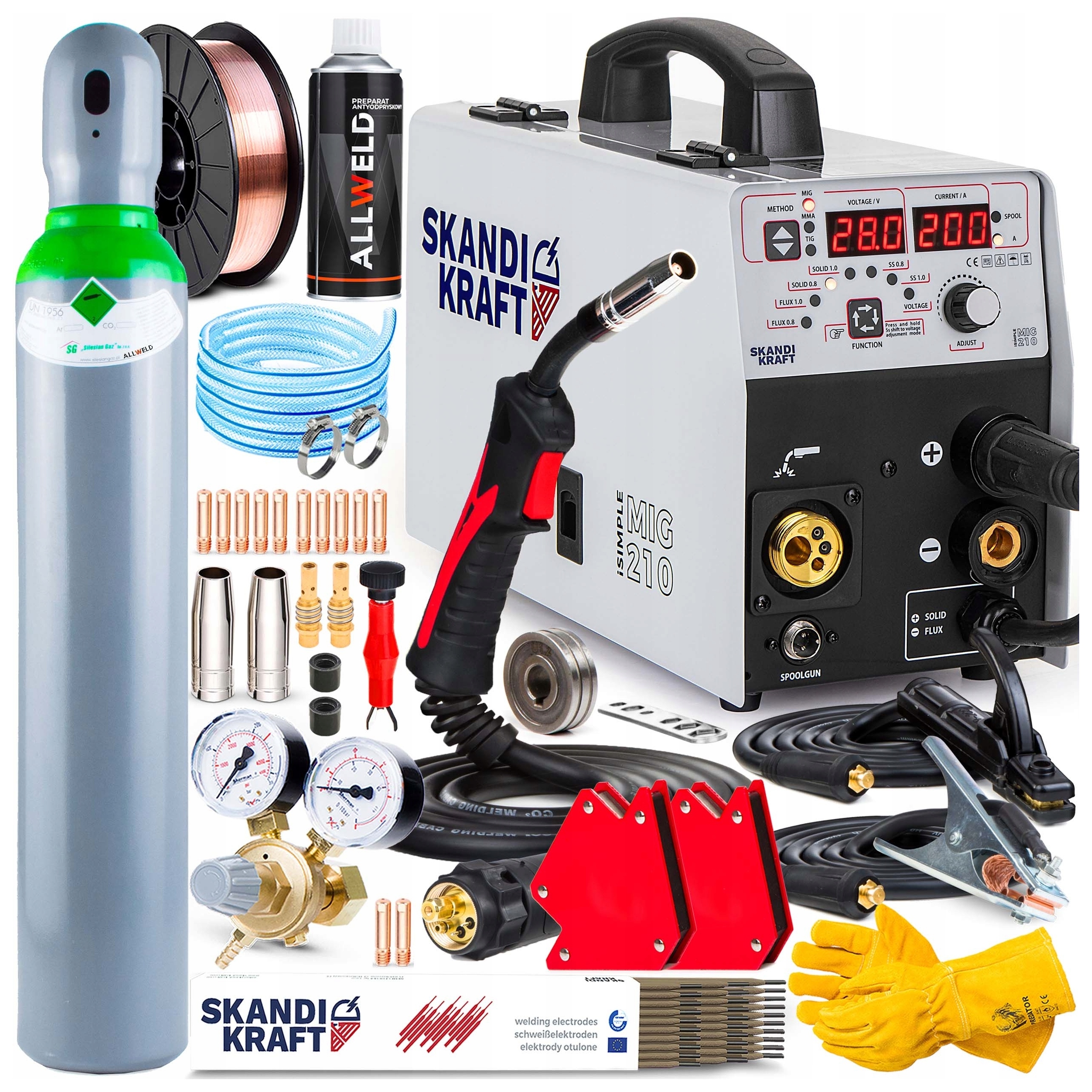 Svářečka Migomat Skandi Kraft Mig 210 Mma Tig 230V 200A Synergie Flux Igbt