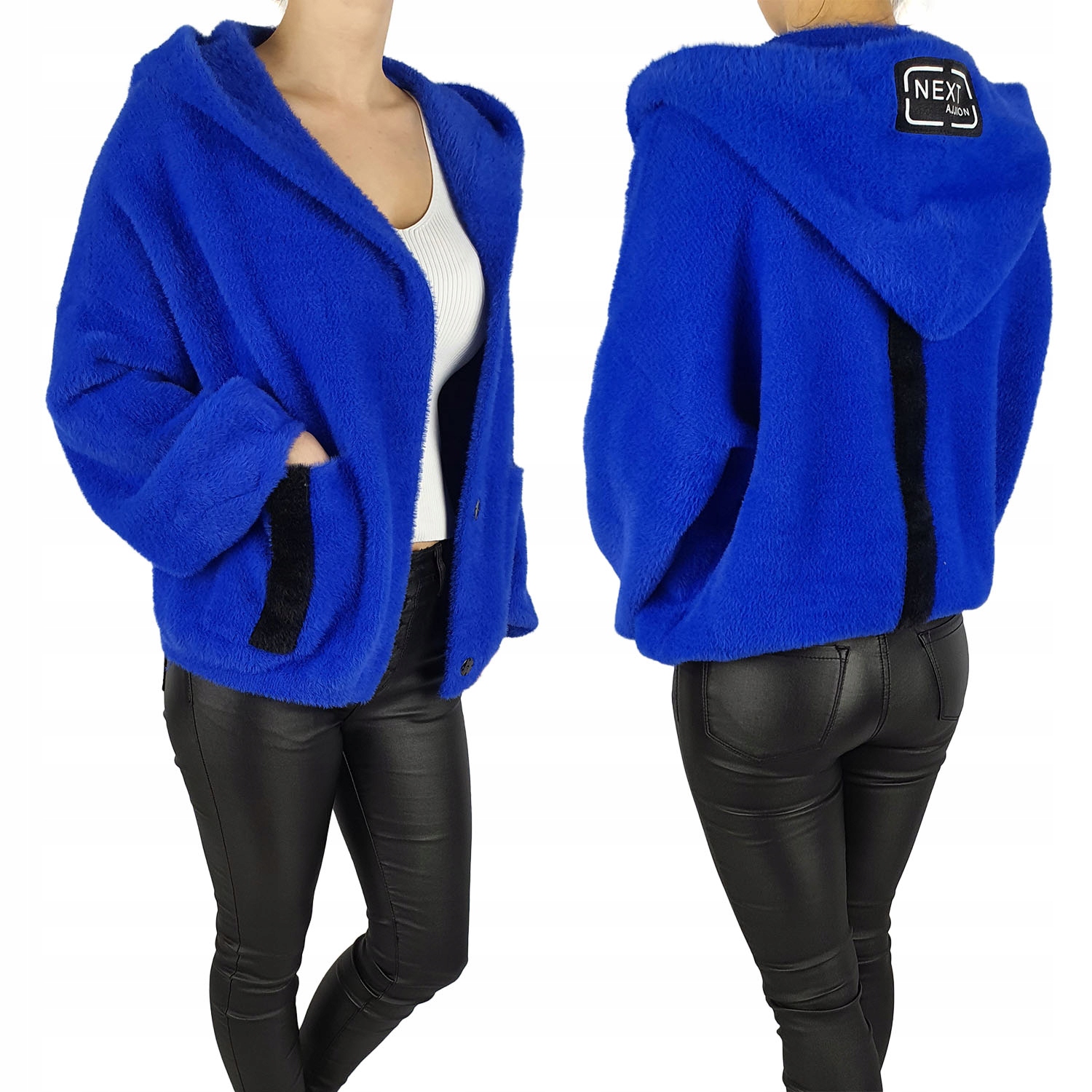 

#damska Kurtka Alpaka Kaptur Oversize Młodziżowa