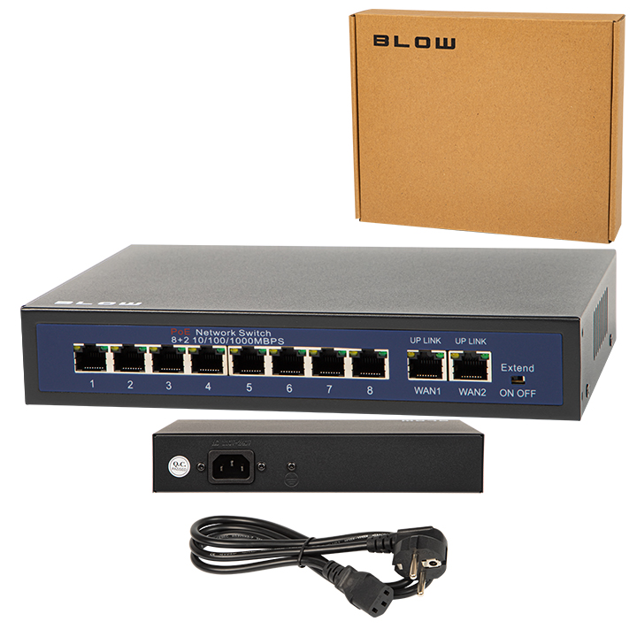 Switch POE 8xPOE 100Mbps 100W BLOW 1000Mbps Uplink