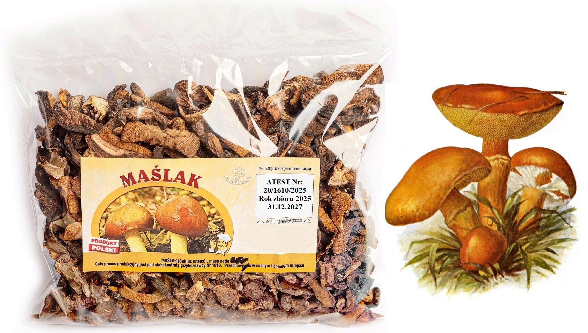 Maślak Krájený 250g Nová Sbírka 2025 Polský Atest sušené lesní houby