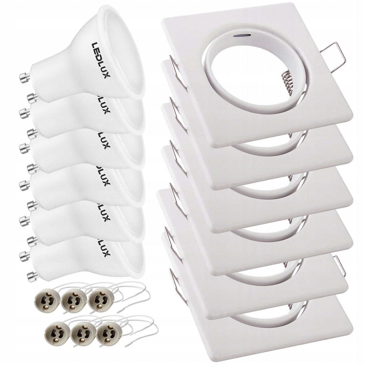 6x oprawa halogenowa RUCHOMA kwadrat+LED GU10 3,5W