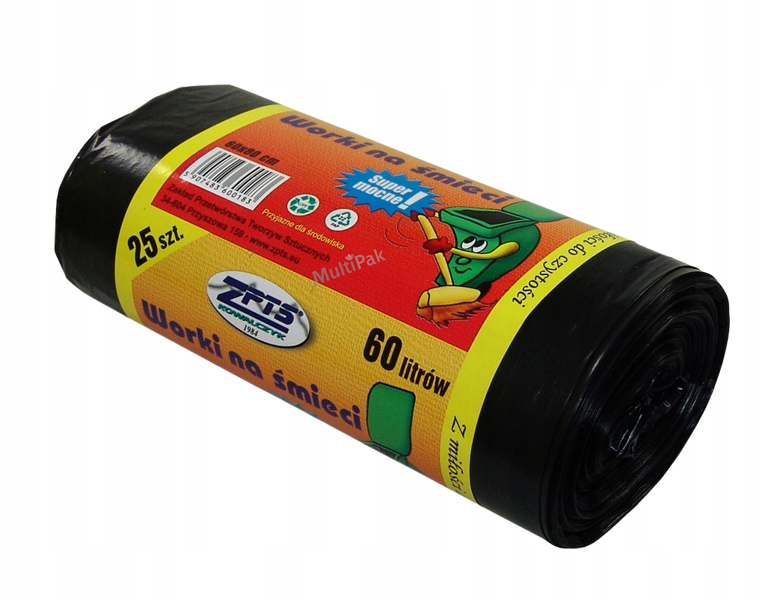 Levně 8X Zpts Kowalczyk Pytle na odpadky černé 60L 25 Kusů