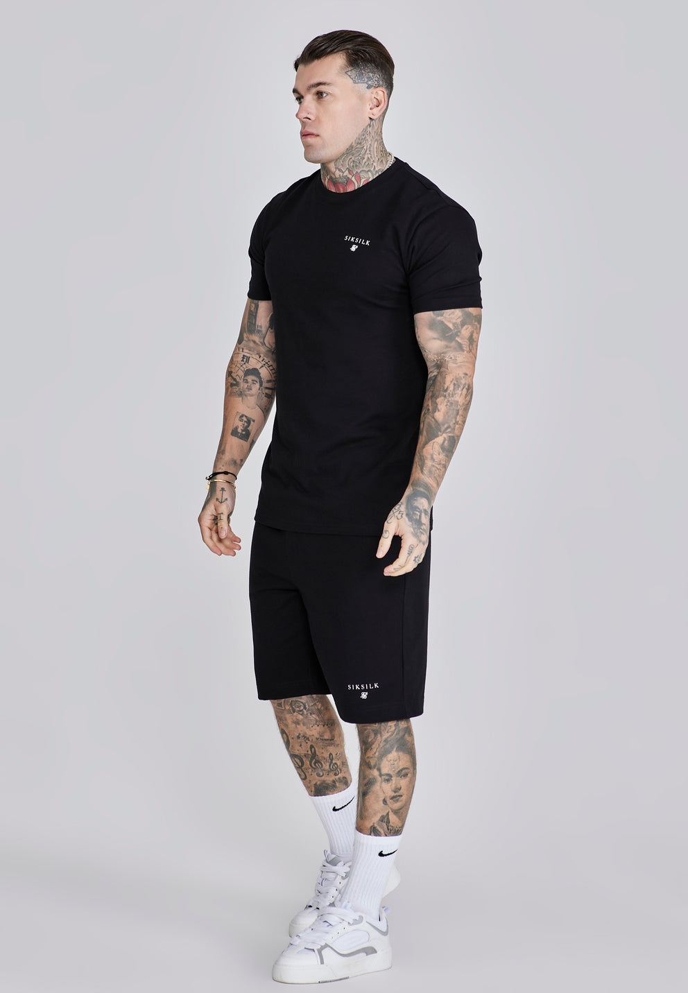 Siksilk komplet pánské tričko a šortky kraťasy tričko SS-27196 černá M