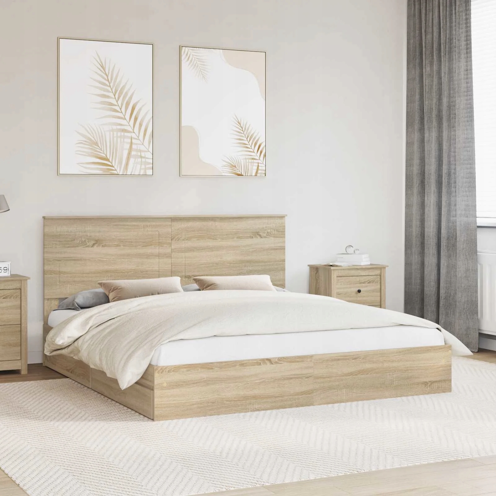 vidaXL Postel s úložným prostorem s čelo Sonoma dub 180 x 200 cm