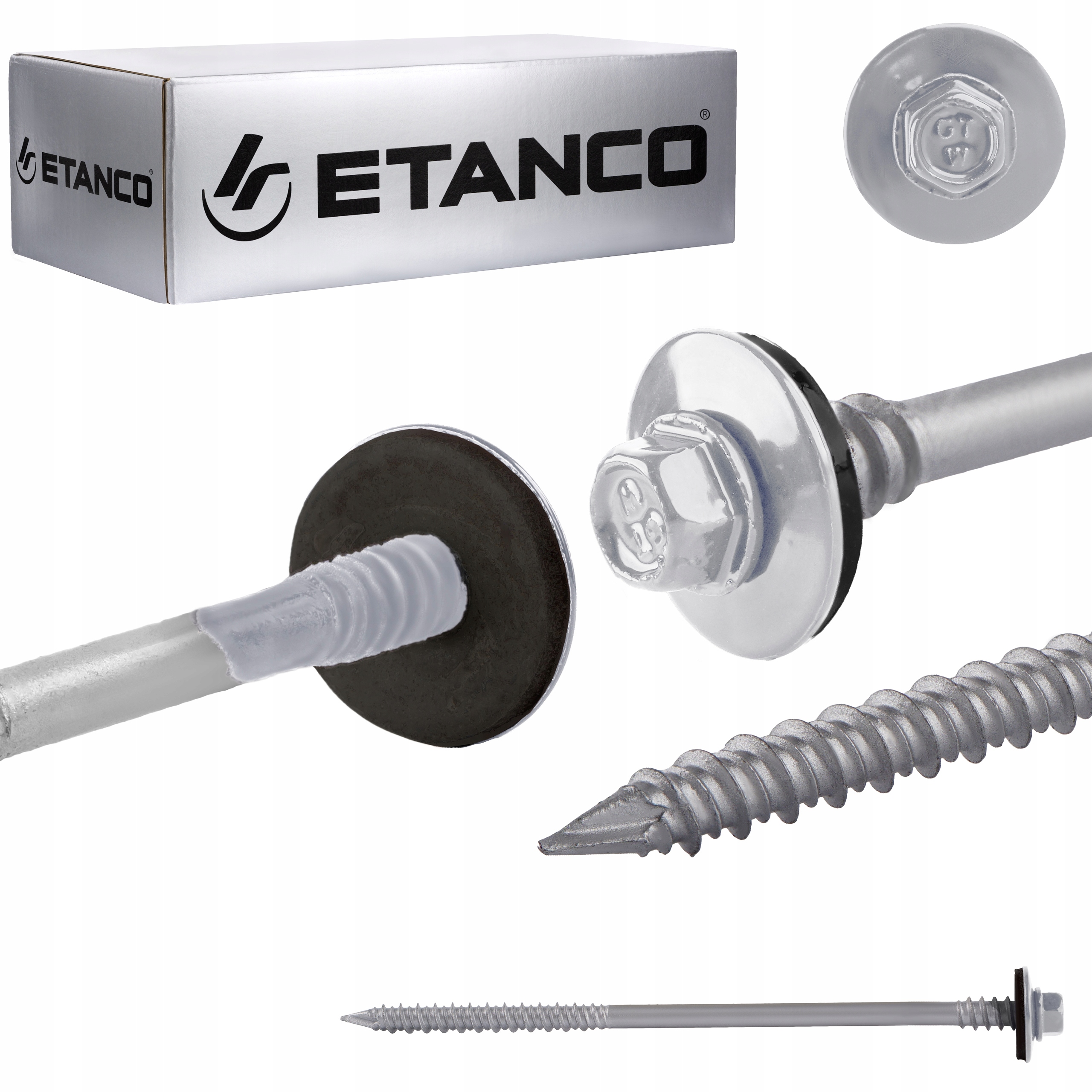 Wkręty do płyty warstwowej 160mm Ral 9006 100s do drewna betonu Etanco Gtrw