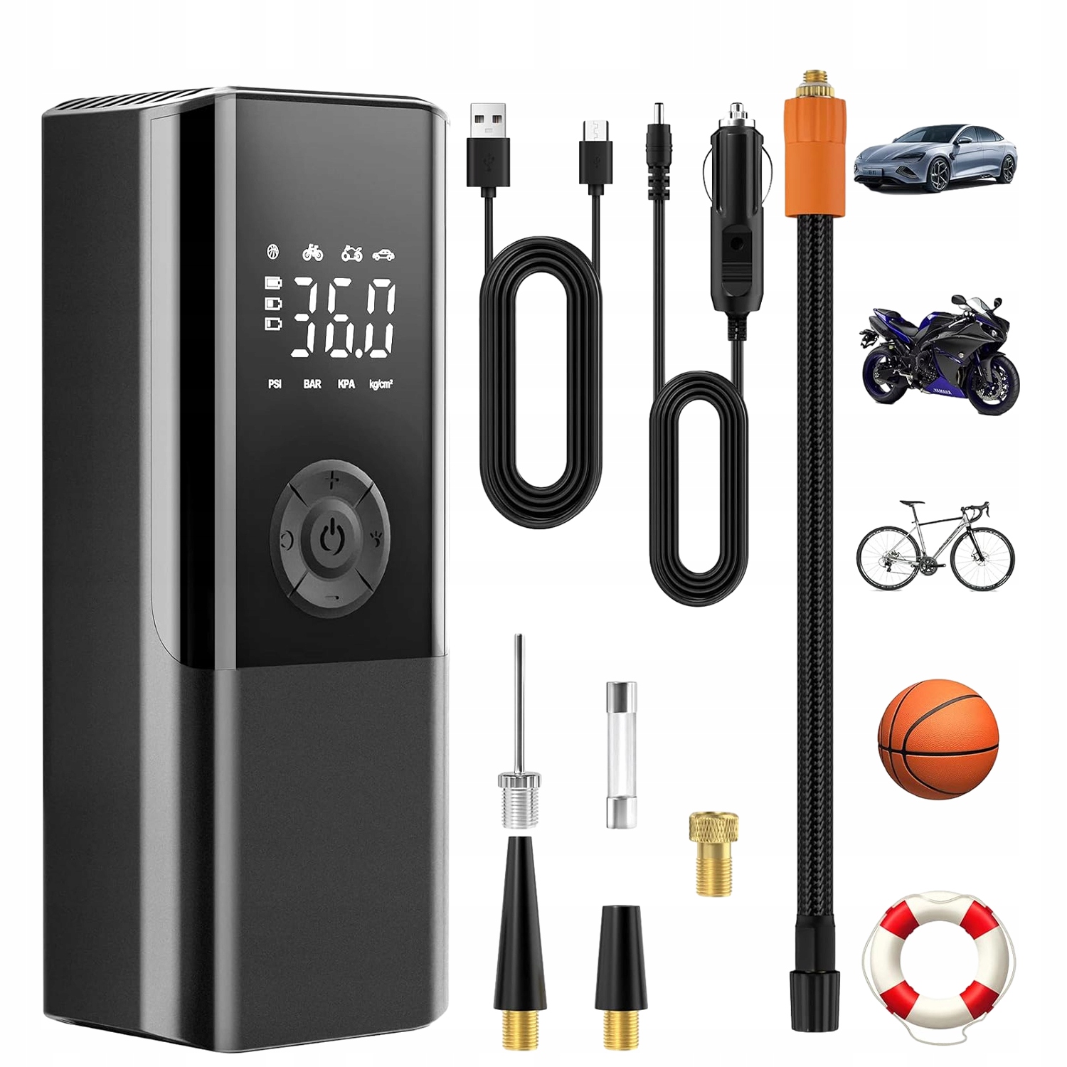 POMPKA ELEKTRYCZNA DO KÓŁ KOMPRESOR SAMOCHODOWY BEZPRZEWODOWY POWERBANK