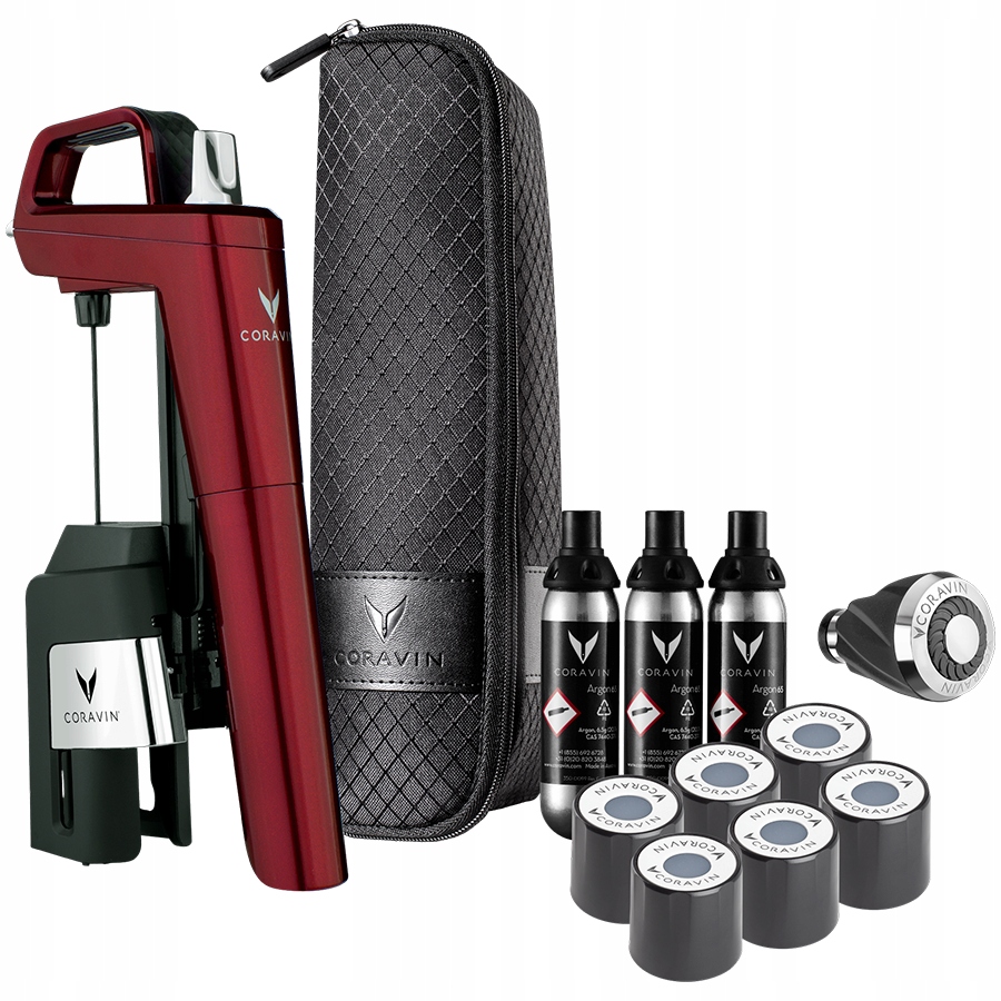 CORAVIN Timeless Six Plus, System do przechowywania wina, Burgundowy — 5