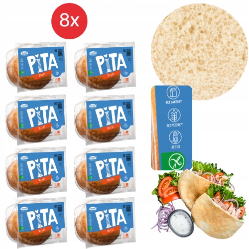 8x Bezlepková veganská pita houska (2x95g) bez laktózy vajec pšeničného mléka