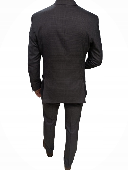 Elegancki garnitur męski brązowy w kratę182/64/108 Rozmiar 64