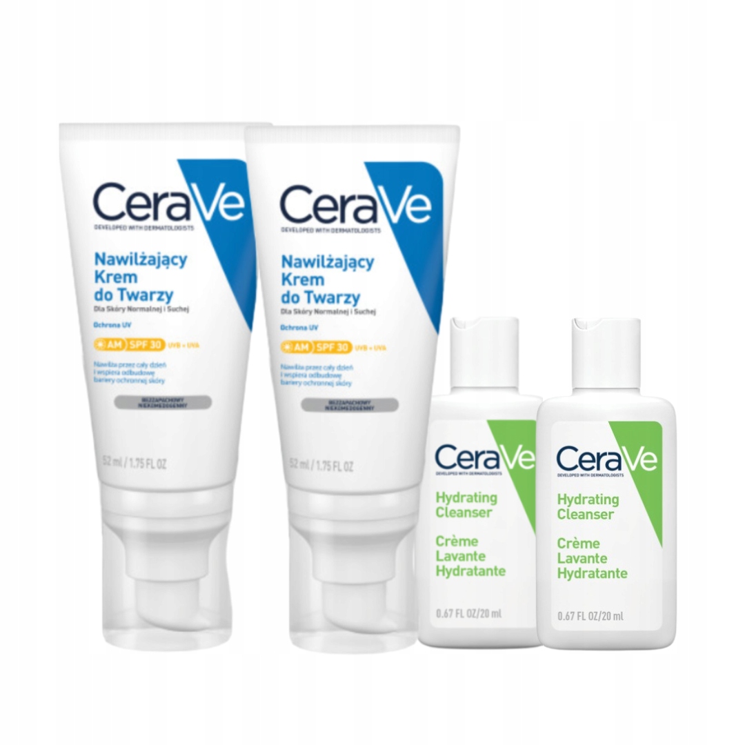 Zestaw CeraVe Nawilżający Krem do Twarzy Spf 30, 52ml Dla Skóry Suchej x2
