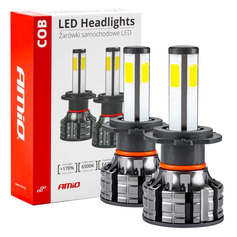 

Żarówki AMiO Led Cob 4Side Series H7 2SZT. 12/24V