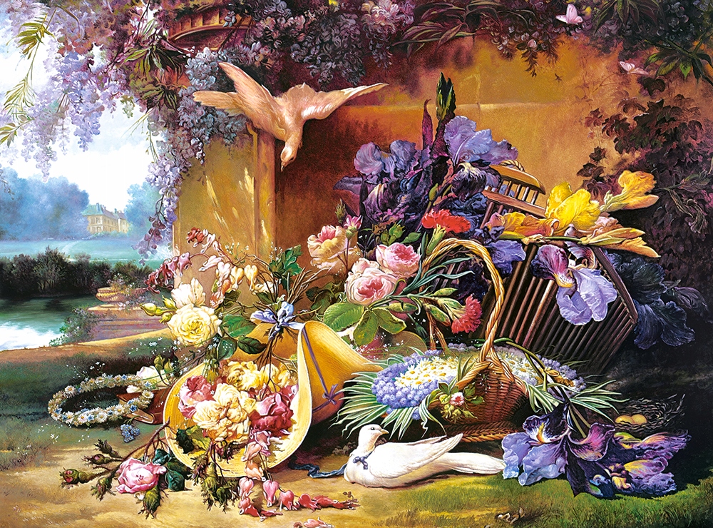 

Puzzle Widok Obraz Art Kwiaty Ptaki 2000 Castor 9+