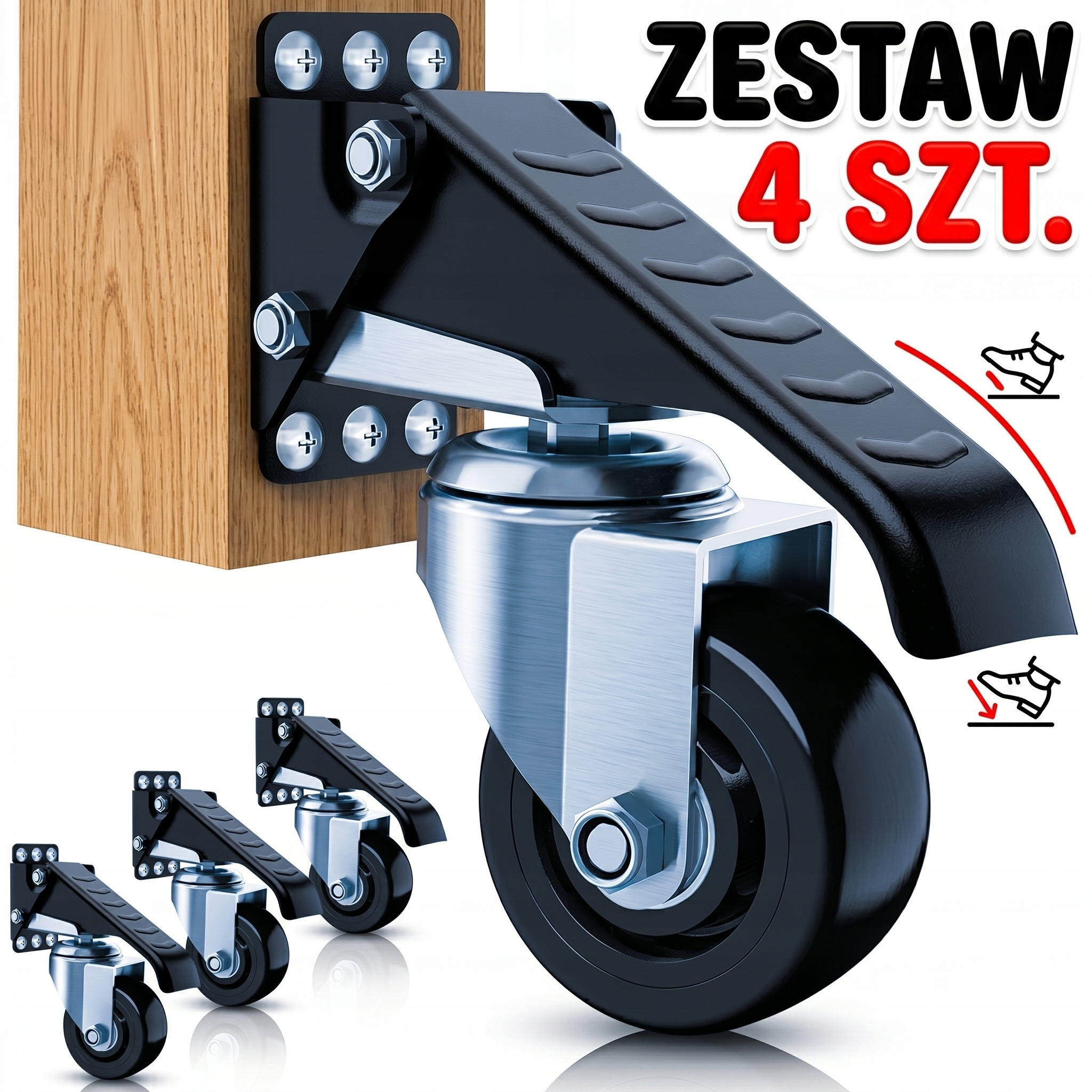 4x Zvedací Kolečka Regulovatelná Montovatelná 420KG na stůl, dílna nábytku