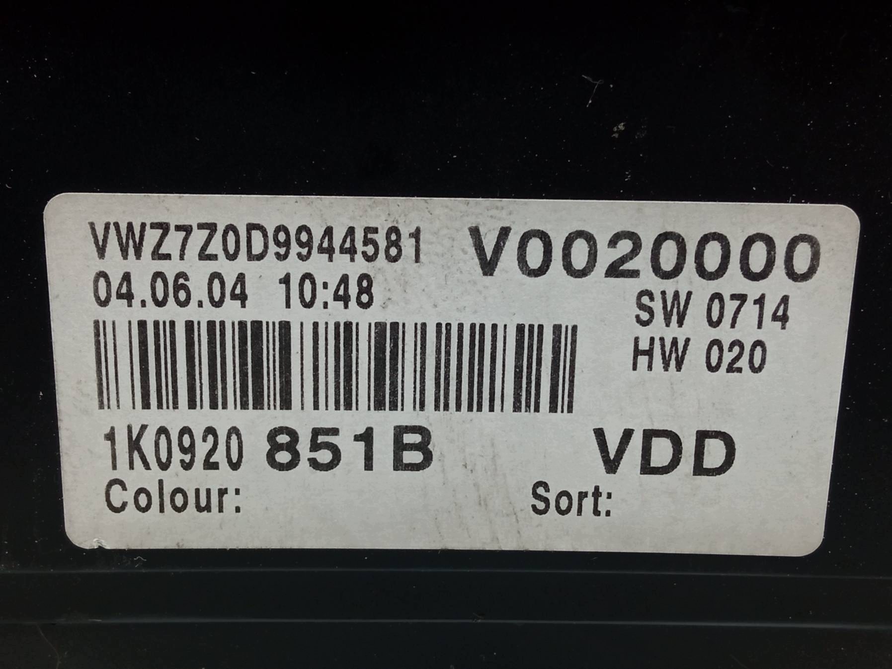 dials 1K0920851B 1.9 105KM VW Volkswagen Golf V (2004-2009)