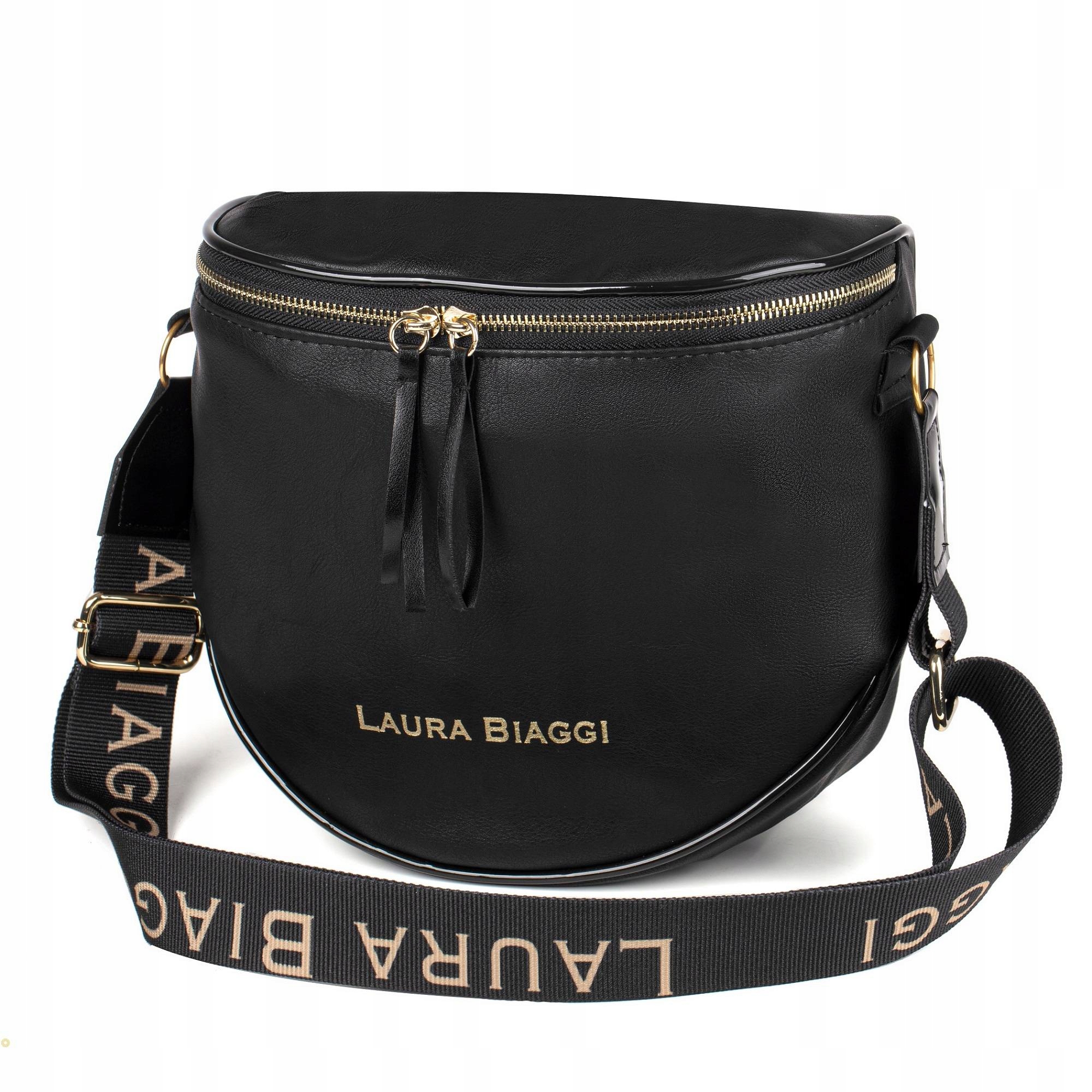 Módní dámská kabelka Laura Biaggi kabelka přes rameno černá shopper logo