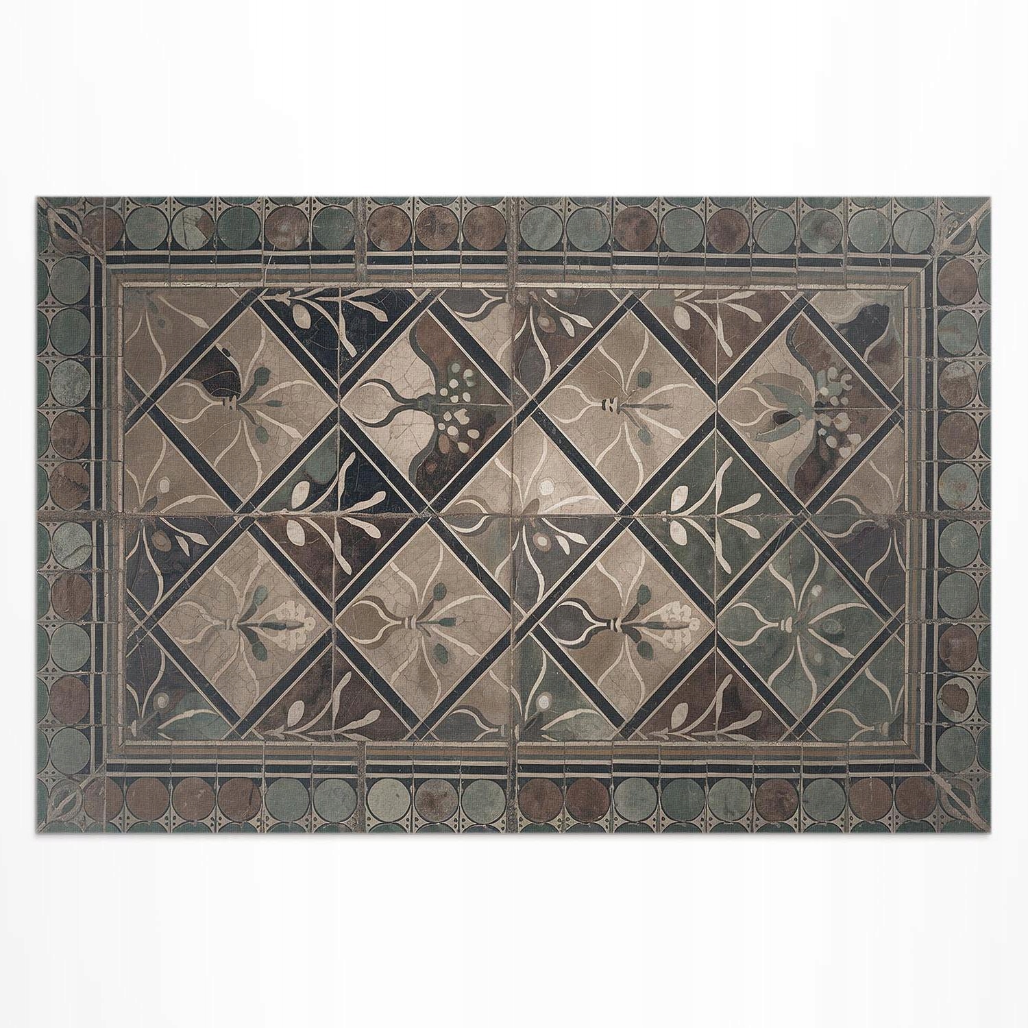 Pvc koberec na Patio Rozmer: 120 x 80 cm Elegantná geometria na vintage dlaždiciach