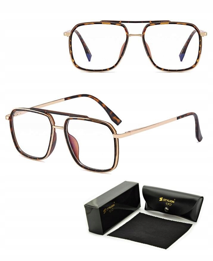 Brýle Bez Dioptrií Pilotky pro Počítač Filtr Blue Light Zlato Panterkové