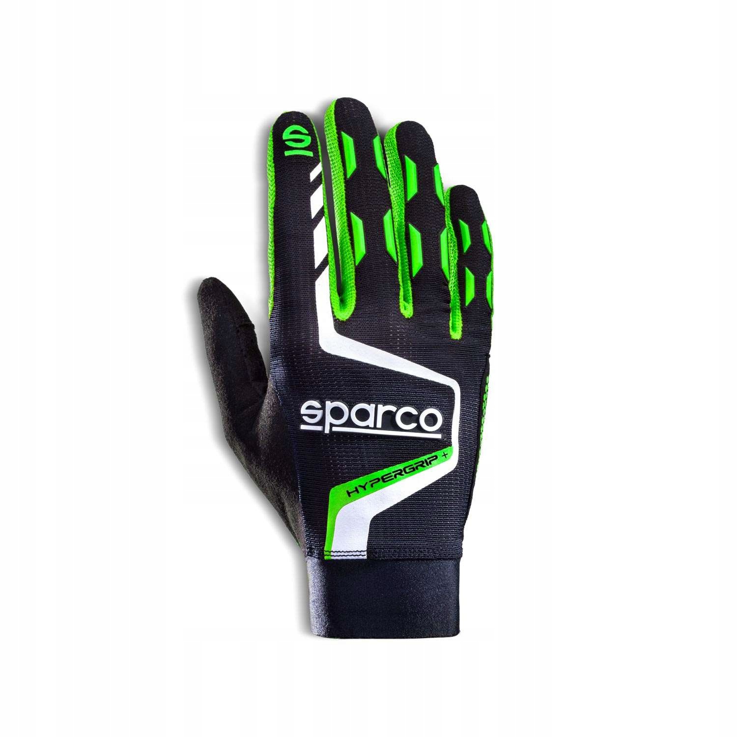 Herní rukavice Sparco Hypergrip+ černé/zelené