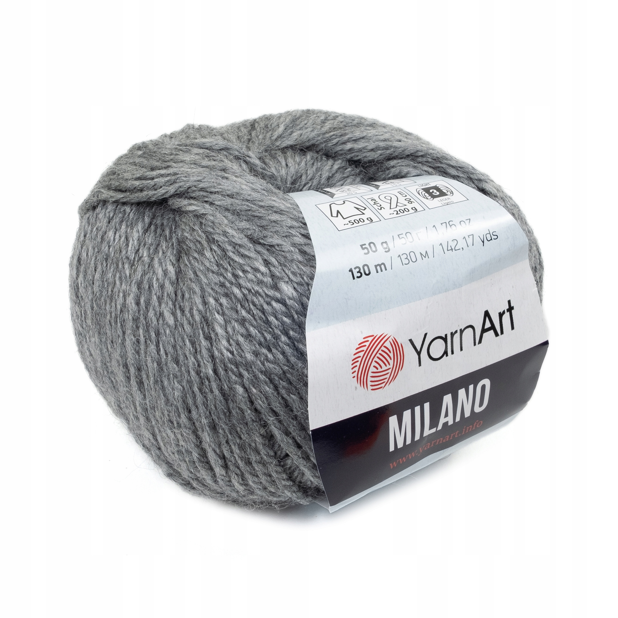 50g wełna alpaka akryl YarnArt Milano szary 868