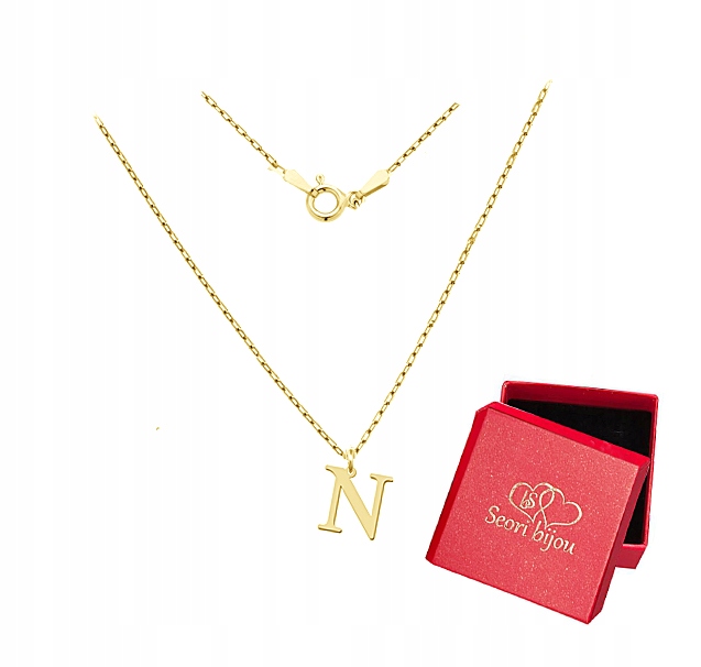 

Naszyjnik Z Literką Literka N Srebro 925 Pozłacany