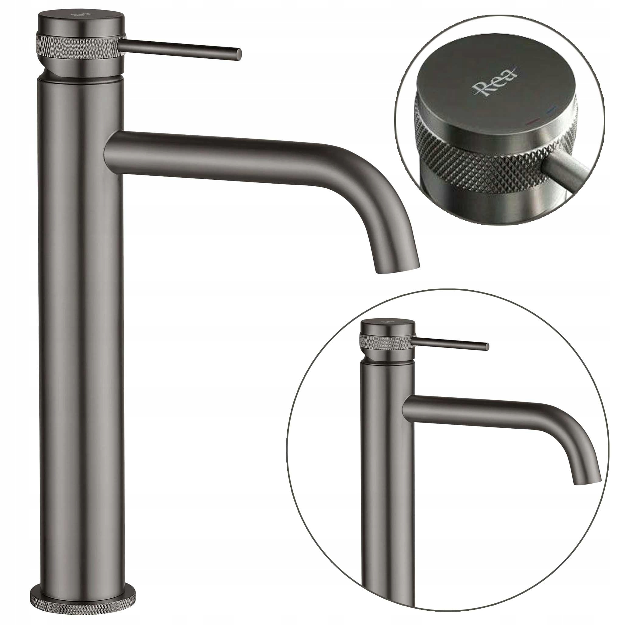 Umývadlová batéria Rea Lungo Grip Titan High pre umývadlo na dosku