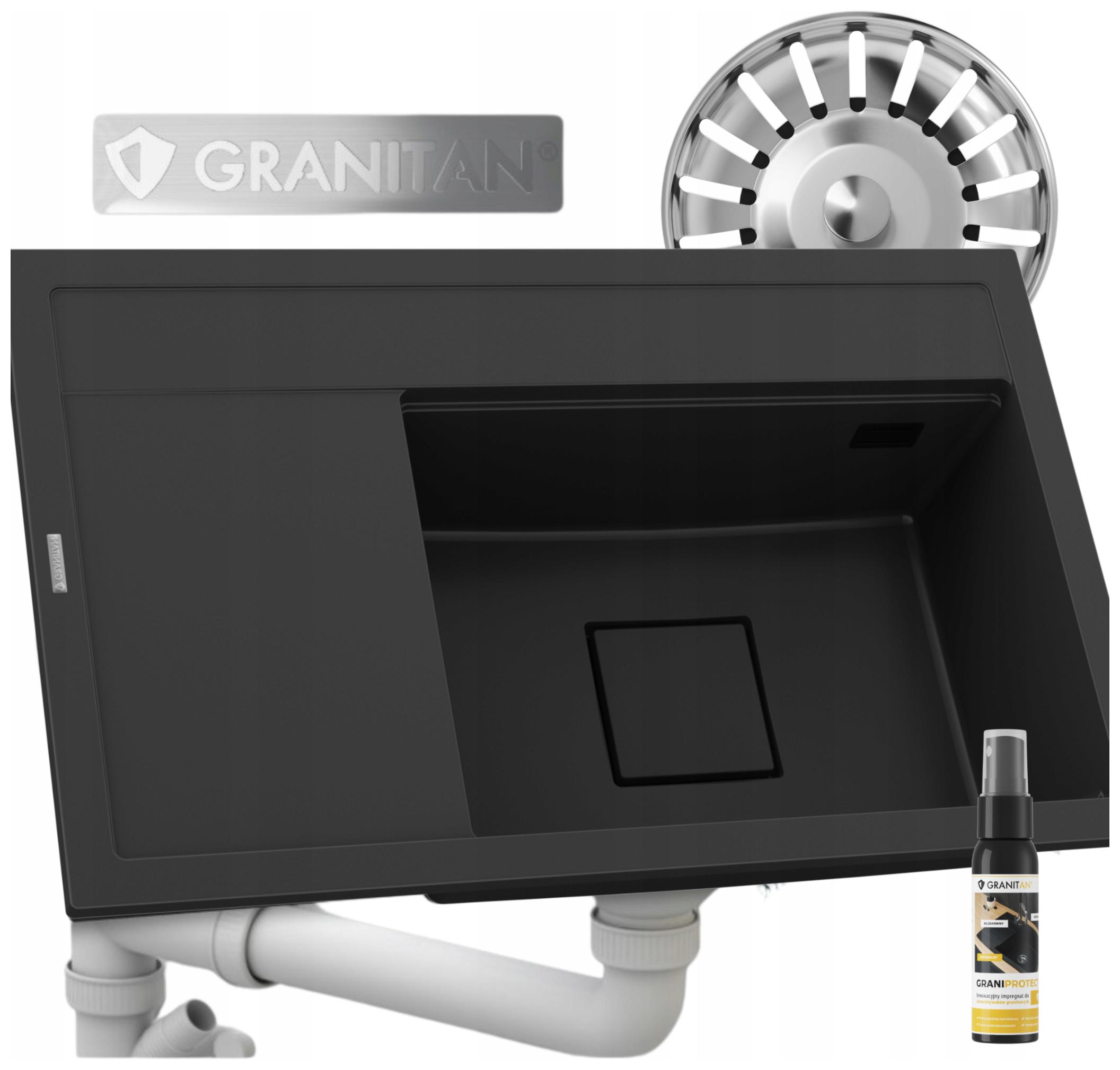 Granitový Dřez Černý Rendo Jednokomorový Kuchyňský Moderní