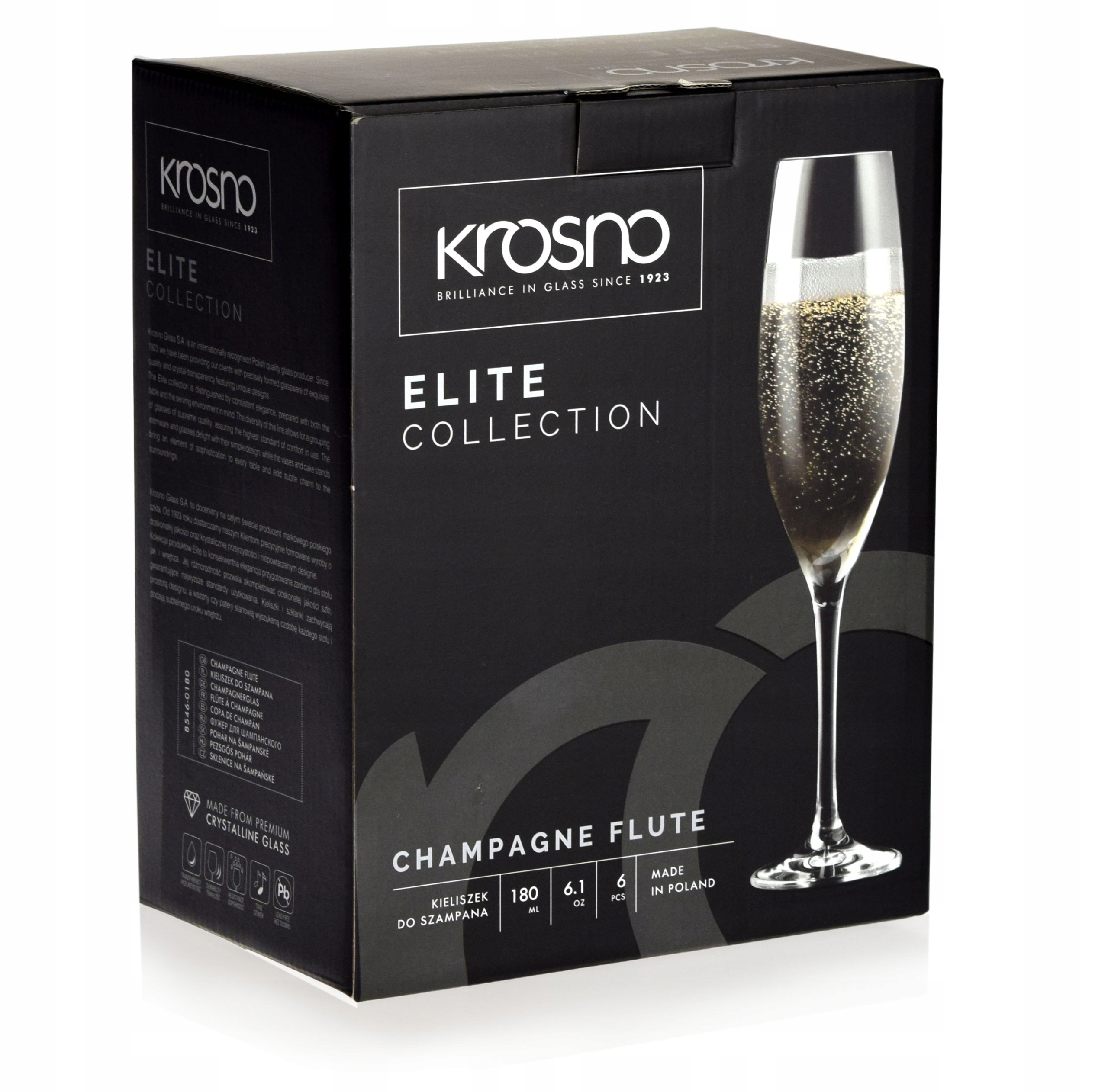 

Smukłe kieliszki do szampana Krosno Elite 180ml