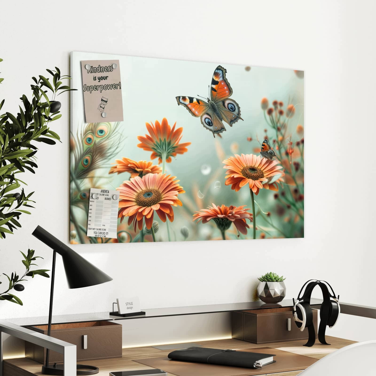 Magnetická tabule Motýl Louka 90 × 60 cm