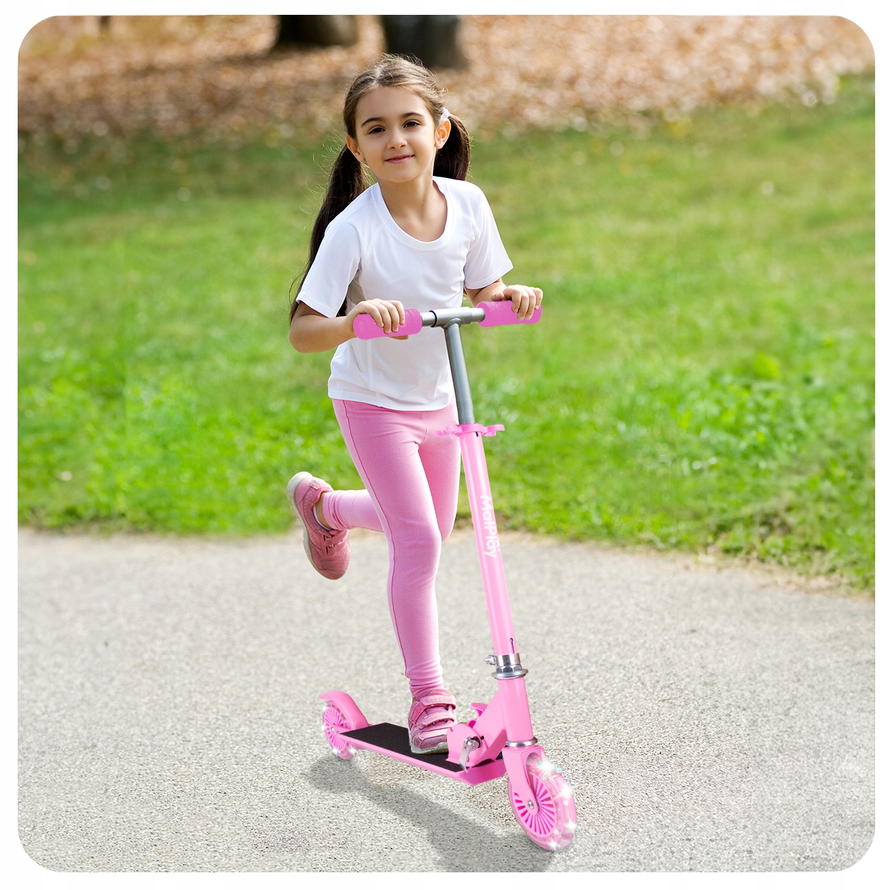 HULAJNOGA 2 KOŁA ŚWIECĄCE LED RÓŻOWA REGULACJA WYSOKOŚCI HAMULEC SKŁADANA Liczba kół 2